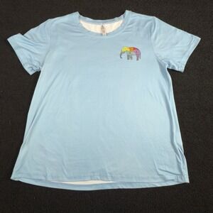 Greater Good Women's Blue Elephant Graphic T-shirt Size Small